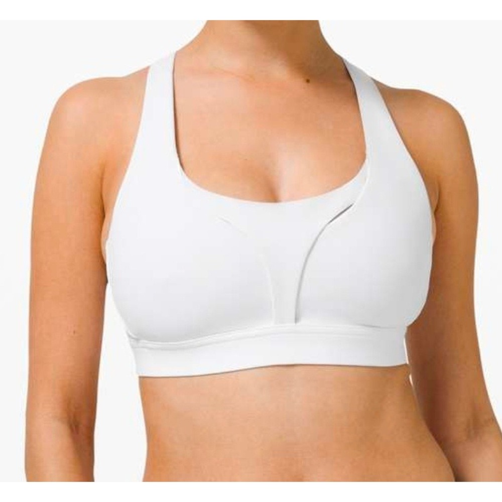 Lululemon Stash It All Bra Women 8 White Luxtreme High Support Sports Bra Pocket
